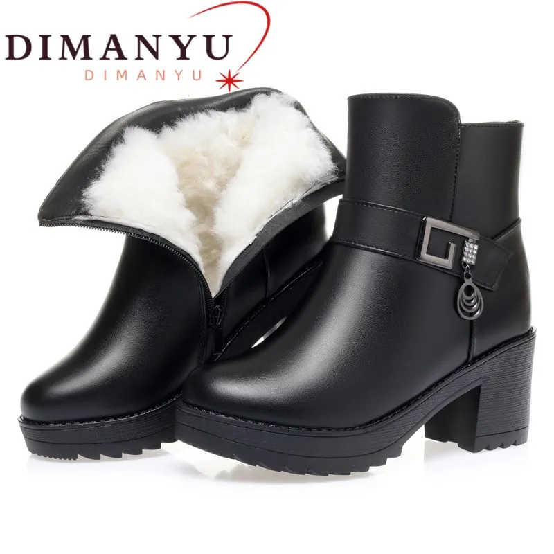 

Женские зимние ботинки на платформе DIMANYU, теплые Нескользящие ботильоны из натуральной шерсти на Высоком толстом каблуке