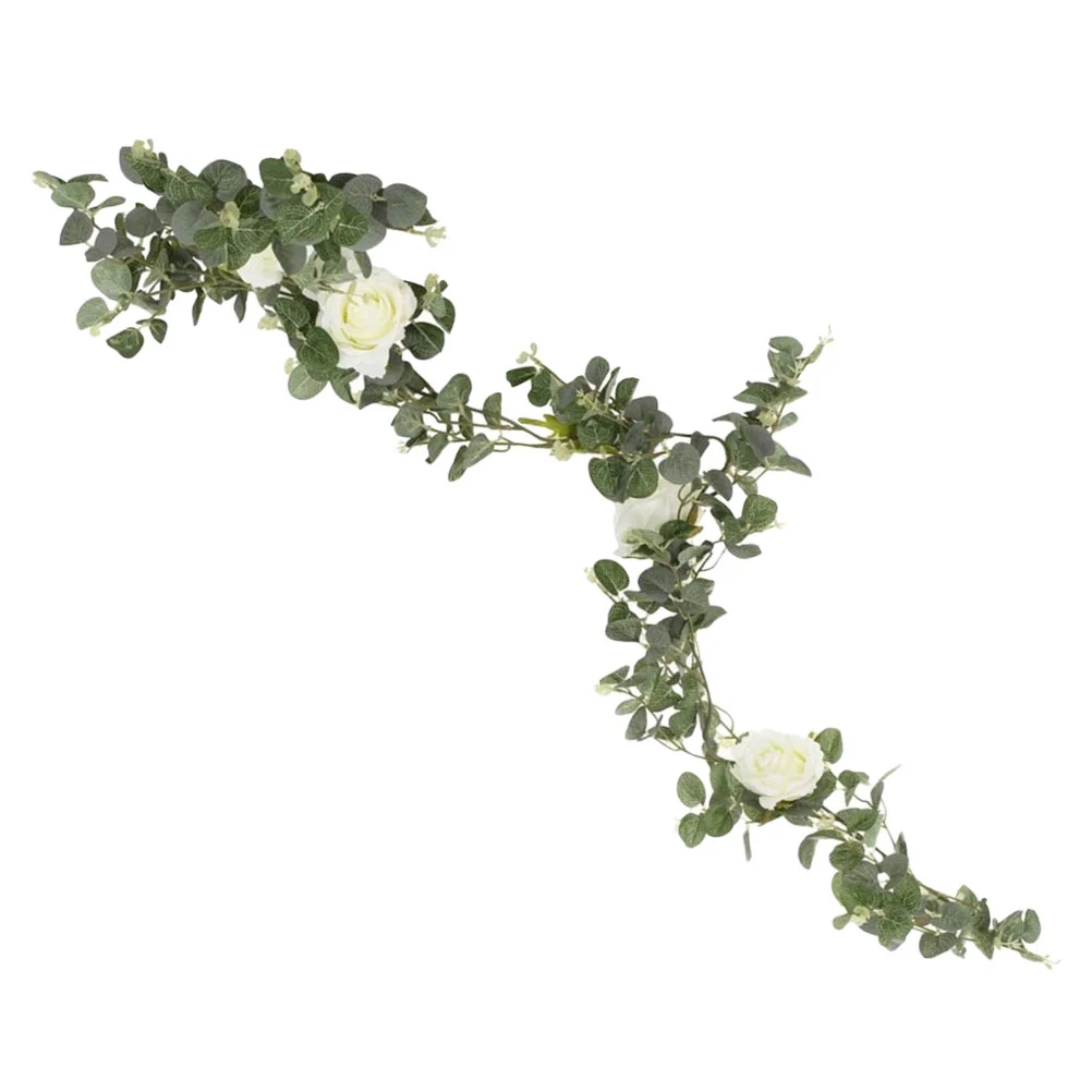 

Garland Eucalyptus Greenery Flower Artificial Hanging Wedding Faux Rose Flowers Backdrop Decor White Vineswreath Fake Leaves