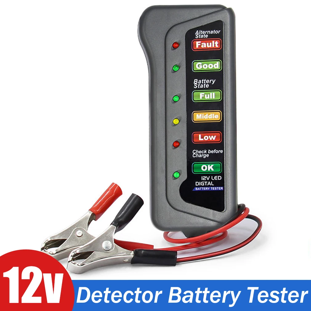 

Fault Detector Battery Tester Digital Alternator Tester Car Diagnostic Tool Auto Repair 12V Universal Car Motorcycle Tester