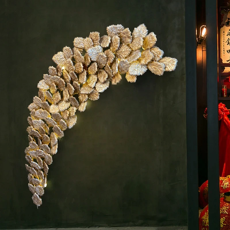 Высокое качество роскошный медный настенный светильник с кленовым листом отель
