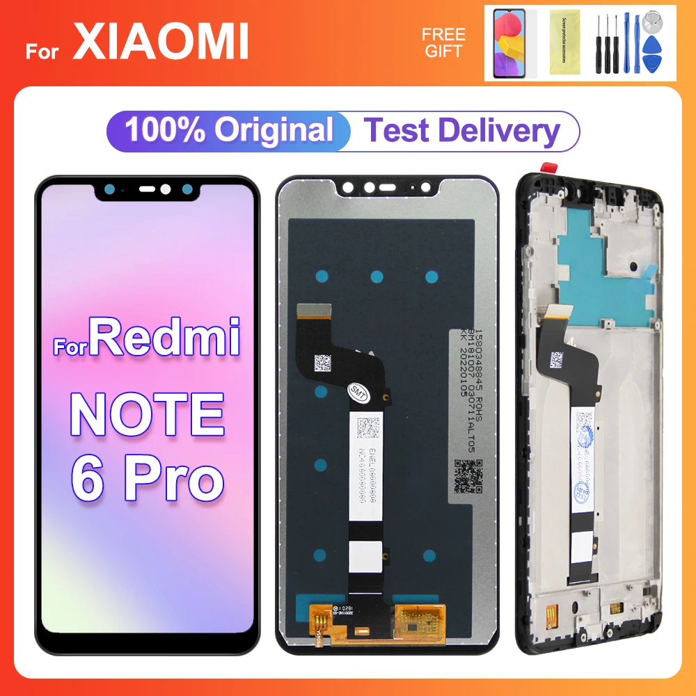 

6.26” Original Screen For Xiaomi Redmi Note 6 Pro LCD Display Touch Screen Replacement With Frame For Redmi Note 6 Pro Display