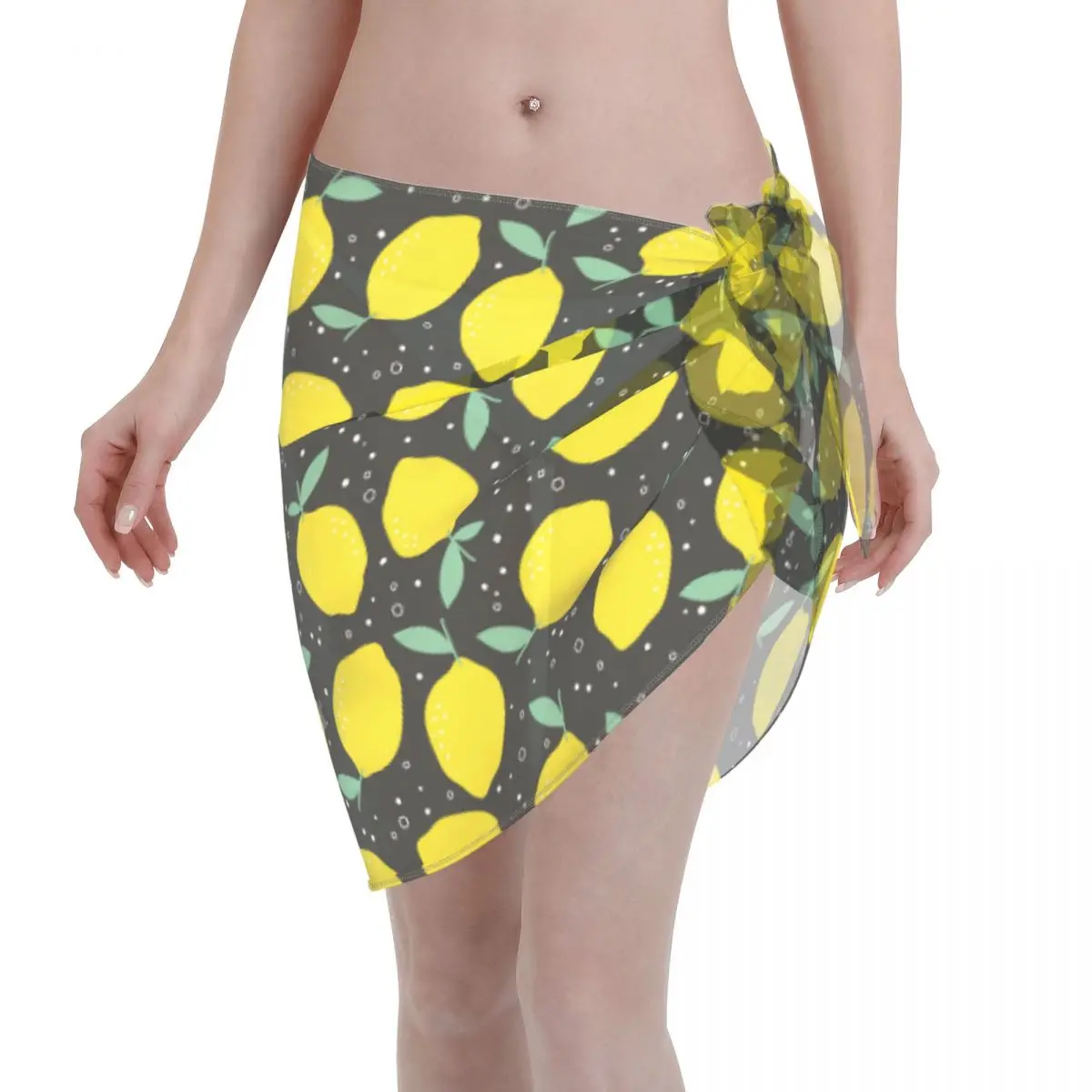 

Lemon Women Beach Bikini Cover Up Wrap Chiffon Swimwear Pareo Sarong Beachwear Casual Fruit Bikinis Cover-Ups Skirts Swimsuits