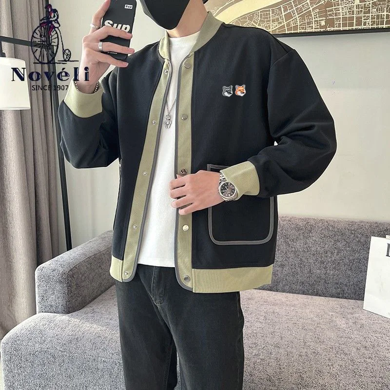 

Mens Jacket Luxury Brand Double Fox Embroidery Fashion Casual Bomber Jacket Harajuku Street Autumn Men Windproof Baseball Coat