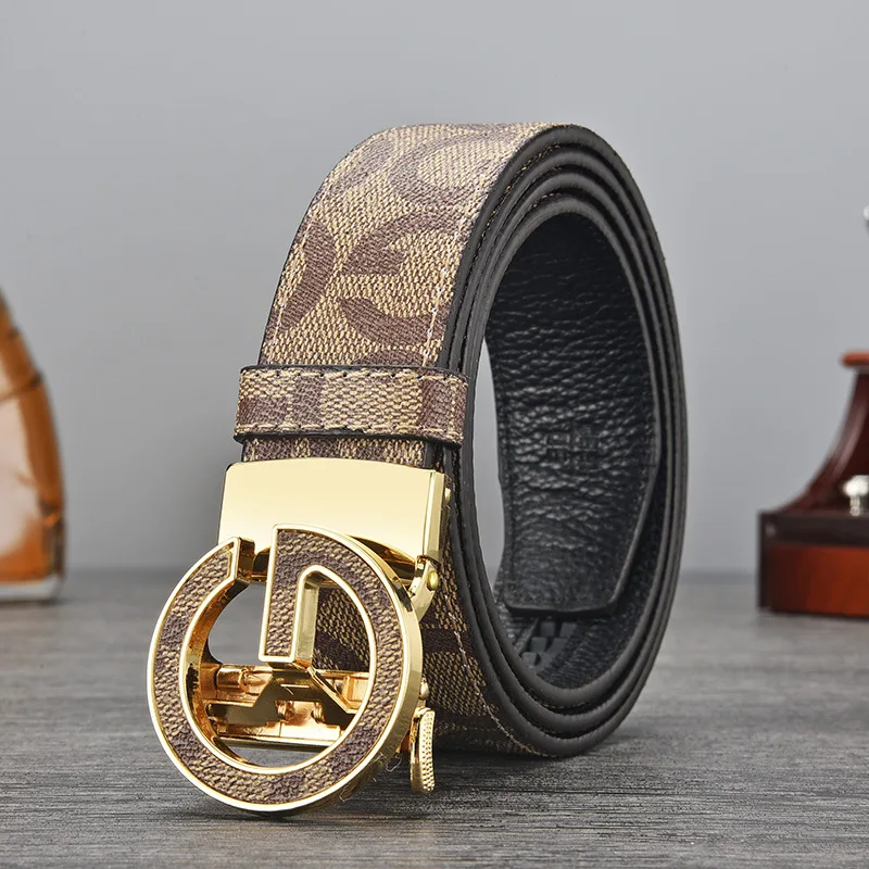 

Men Belt New Men's 3.5cm Business Casual Genuine Cow Leather Belt Automatic Buckle Suit Pants Belts for Men 110-130cm