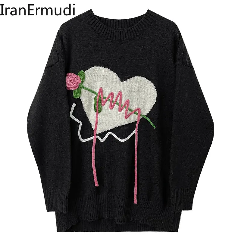 

IranErmudi Harajuku Women Winter Sweater Casual Loose Lady Chic Pullovers 2022 New O Neck Warm Outwear Jumpers Dropshipping