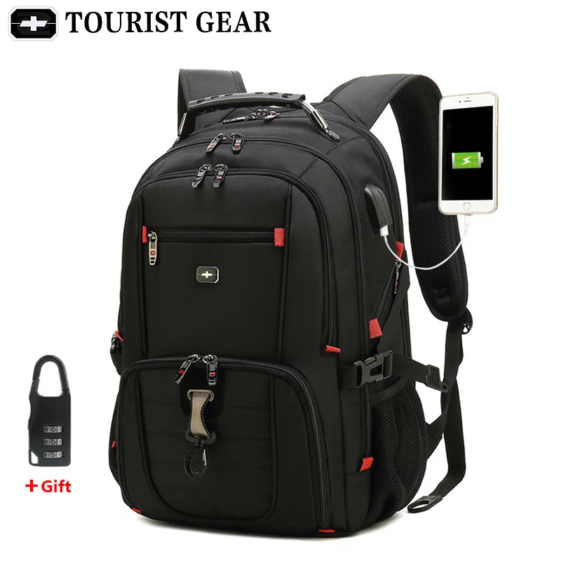Mochila suiza para hombre, bolsa de viaje antirrobo para negocios, carga USB,...