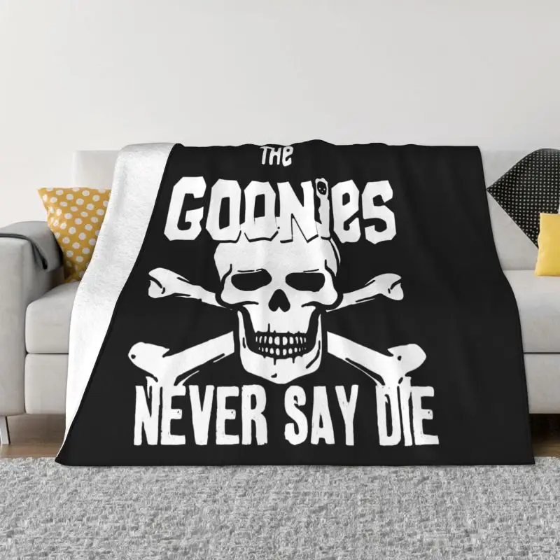 

The Goonies Never Say Die Blanket Flannel Fleece Warm Comedy Film Skull Pirate Throw Blanket for Office Bedroom Couch Bedspreads