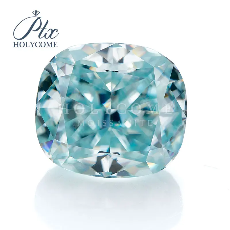 

Holycome Moissanite Diamond Test Positive GRA Certificated VVS1 WholeSale Factory Aqua Blue Crushed Ice Cushion Cut