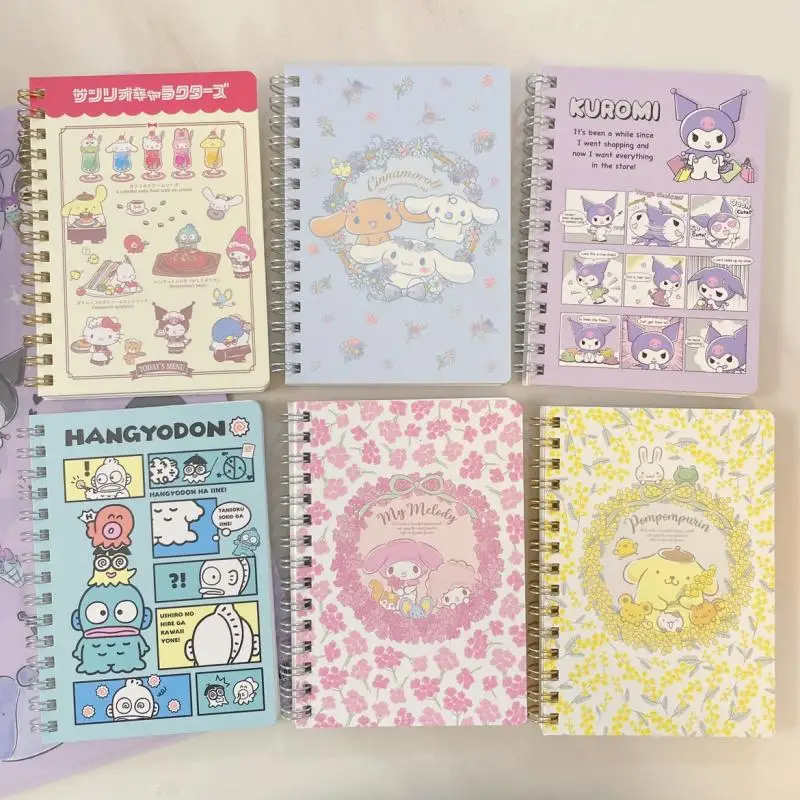 

Новинка Sanrio милый блокнот Kuromi Mymelody Cinnamoroll с двойной катушкой A6 горизонтальная линия 70 страниц мультяшный милый фотоальбом подарок