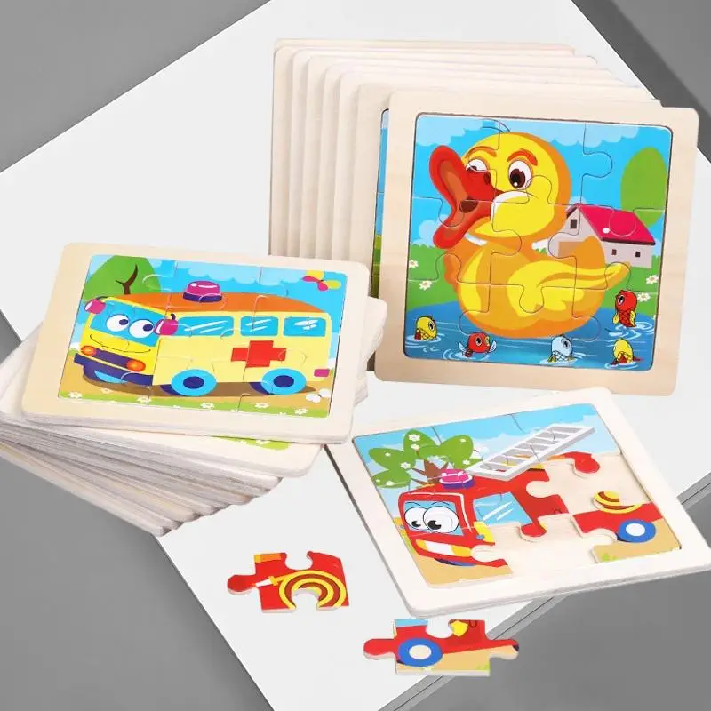 

Popular 11X11CM Kids Wooden Puzzles Cartoon Animal Traffic Tangram - Engage Children's Imagination and Problem-Solving Skills