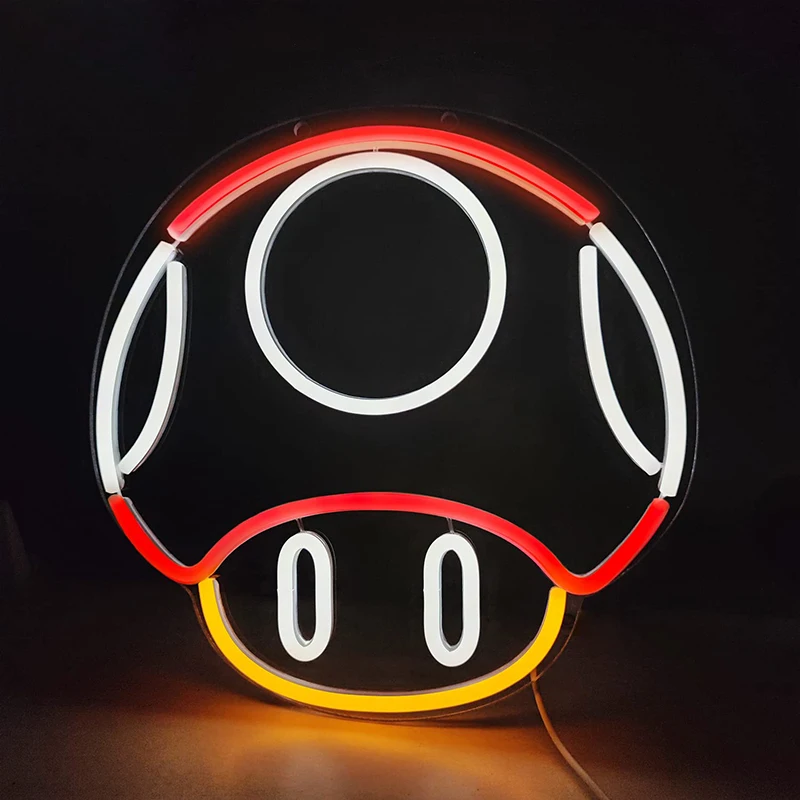 

Светодиодная игровая неоновая вывеска, настенный светильник в виде гриба для спальни, питание от USB, светодиодный ночсветильник 25*25 см, неон...