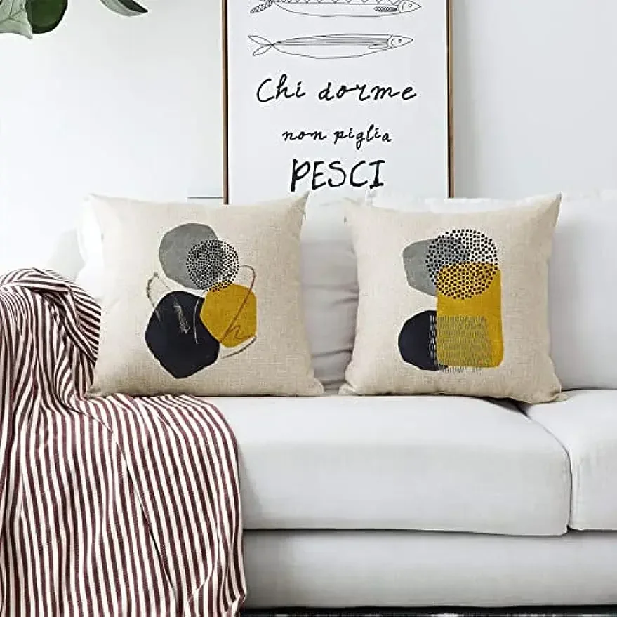 Наволочка Plush CN Fujian 50x50 см геометрический узор желтый синий