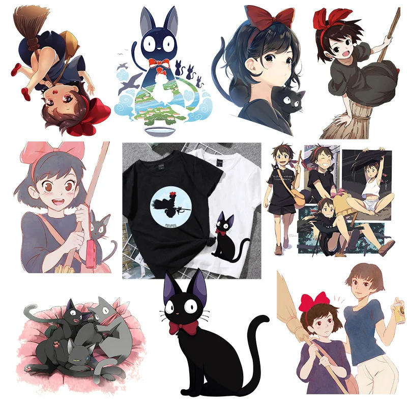 

Witch's kitten Heat Transfer Painting Patches Decor Custom Stickers Iron-On Transfer Washable Applique DIY Patches