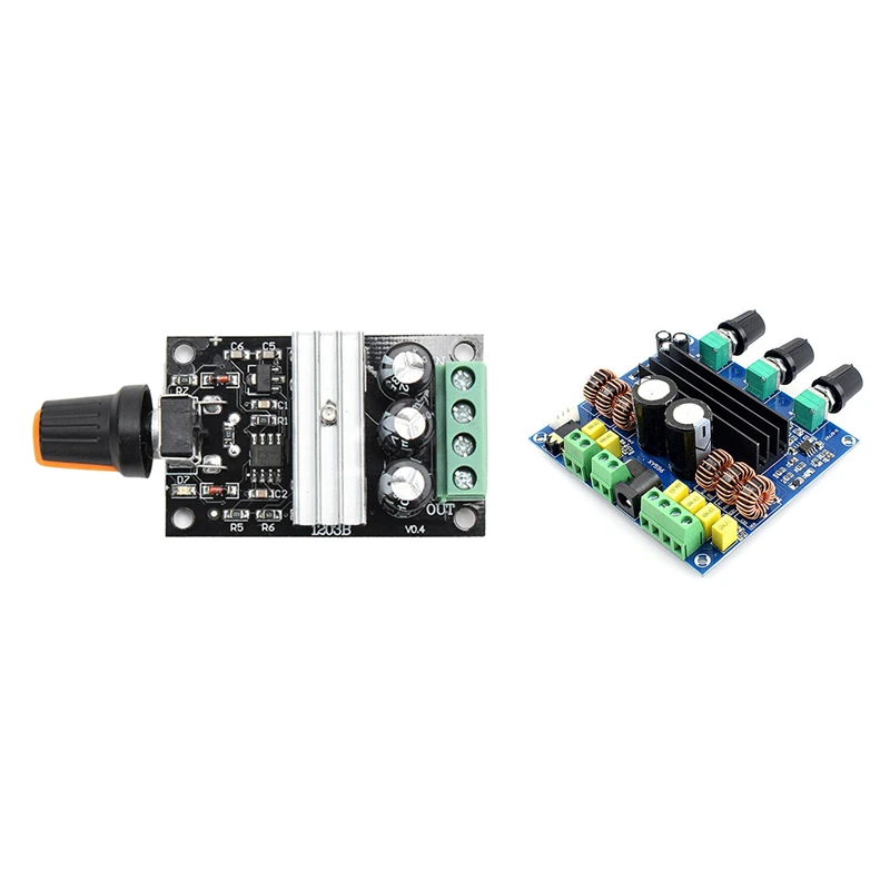 

3A PWM DC Motor Speed Variable Controller Module With 2.1 Digital Audio Power Amplifier Board 2 X 80W + 100W Module