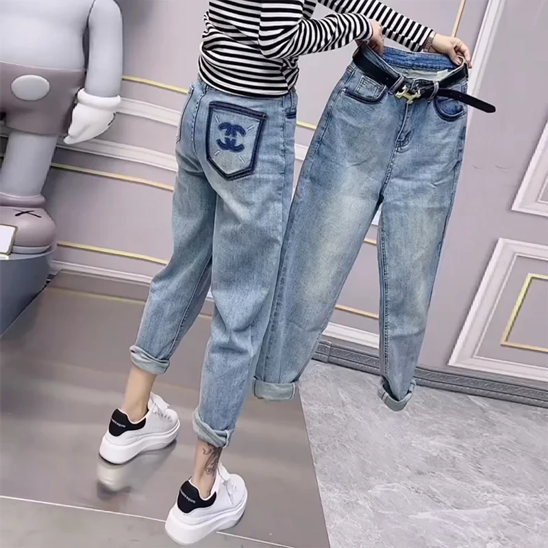

2023 Spring/Summer Oversized Women's High Waist Harlan Jeans Women's Loose and Slim Fashion Brand Dad Pants Trousers