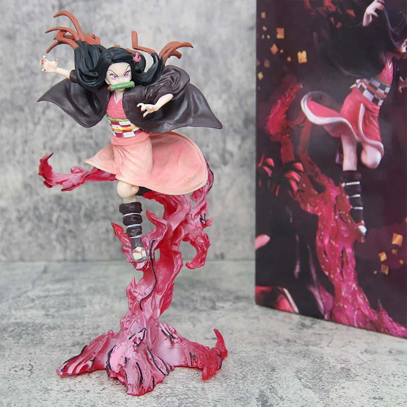Фото Аниме Fighting Kamado Фигурка Demon Slayer Blood Ghost Technique Kamado Nezuko Фигурка 24 см Модель ПВХ Коллекционная Статуя Игрушки №1