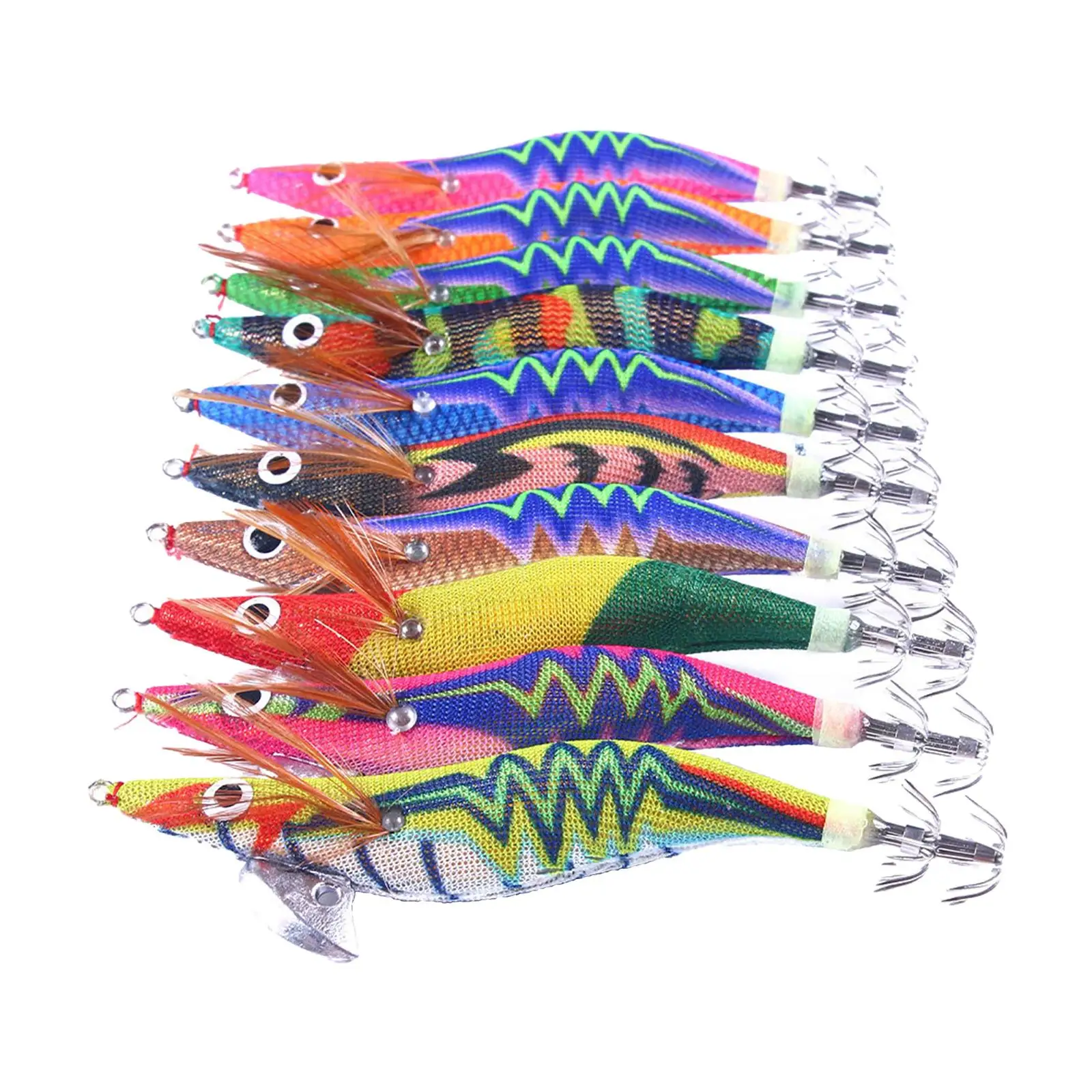 

10Pcs Luminous Squid Jig Hook Durable Artificial Squid Jig Lures Fishing Baits Glow Squid Jigs Saltwater Fishing Lures