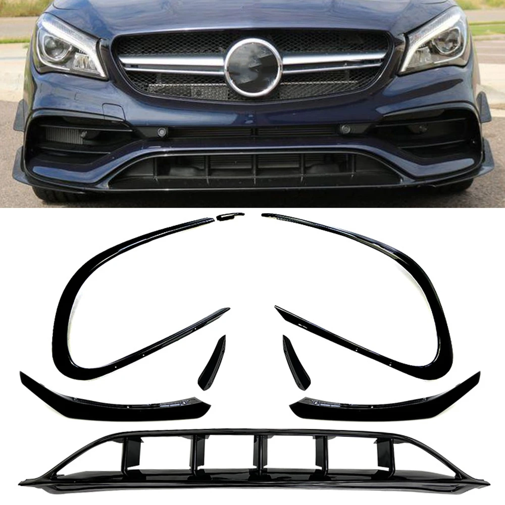 

Front Bumper Splitter Trim For Mercedes Benz CLA Class W117 C117 CLA200/220 2016-2019 Car Lower Spoiler Lip Air Vent Hood Grille