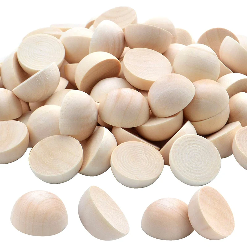 

10pcs 20mm Split Wood Balls Half Wooden Natural Balls Half Round Ball for DIY Projects Crafts Kids Arts
