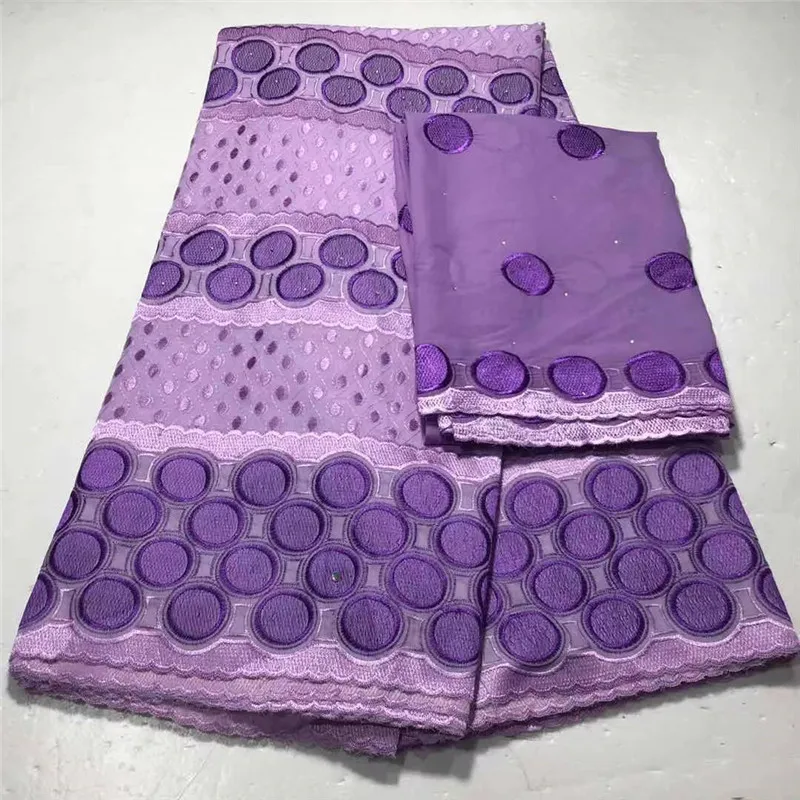 

5+2 Yard Swiss Fabric Latest Heavy Beaded Embroidery African 100% Cotton Voile Lace Popular Dubai Style For Wedding Party PL0792