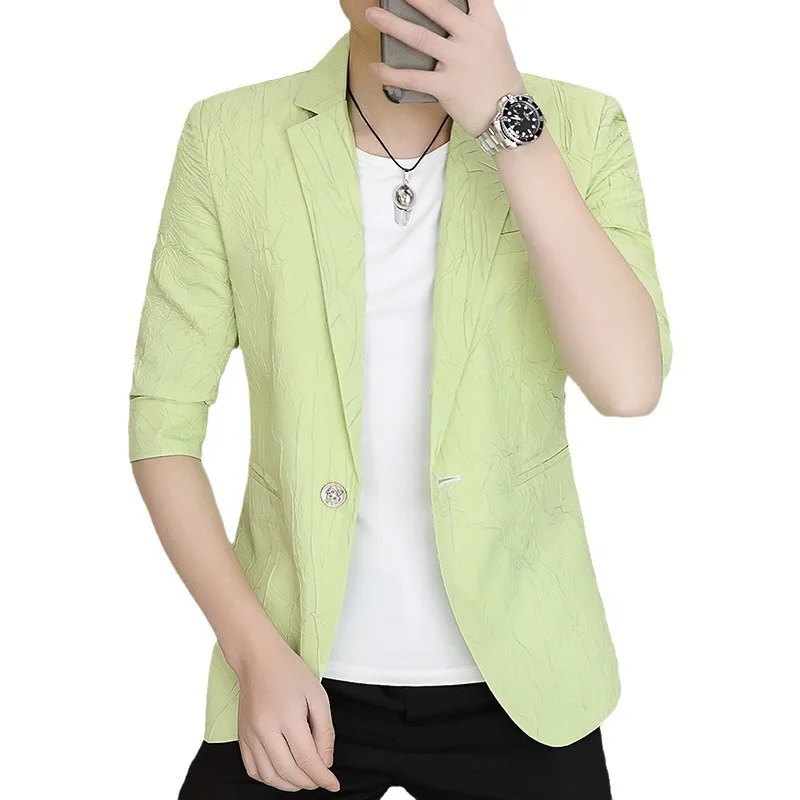 HOO 2024 мужской новый Тонкий Блейзер с коротким рукавом и красивым принтом