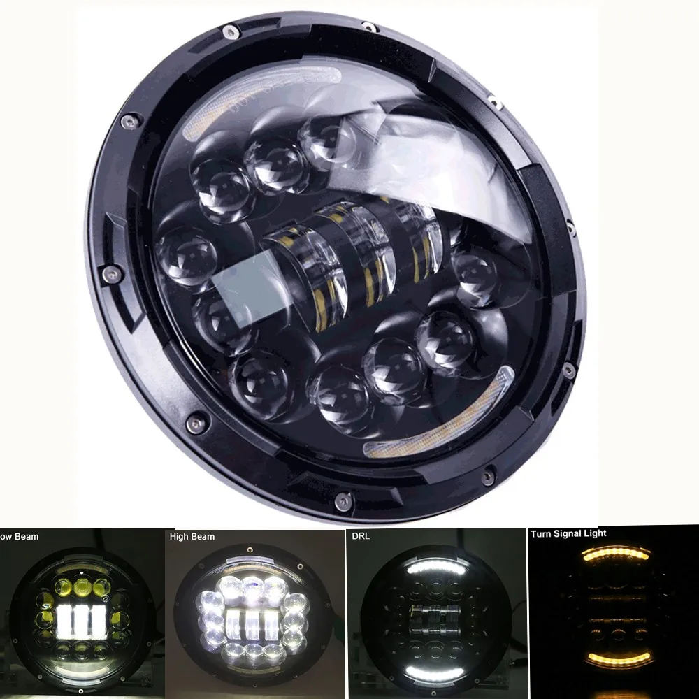 

7-дюймовая Универсальная круглая мотоциклетная фара для Кафе Racer Street Glide Softail FLHX аксессуары Refit Halo 7-дюймовая светодиодная фара