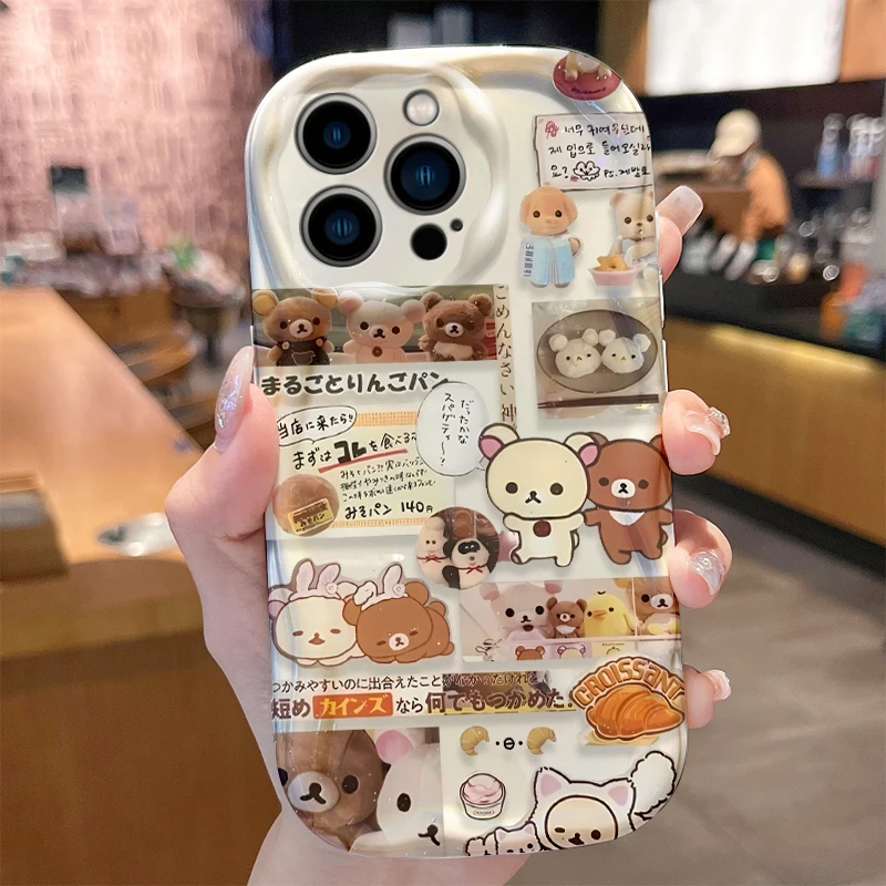 Фото Мягкий чехол-коллаж R-Rilakkuma K-Korilakkuma с разнообразными элементами для iPhone 17, 16, 15, 14, 13, 12 Mini, 11 Pro Max, 8, 7 Plus №2