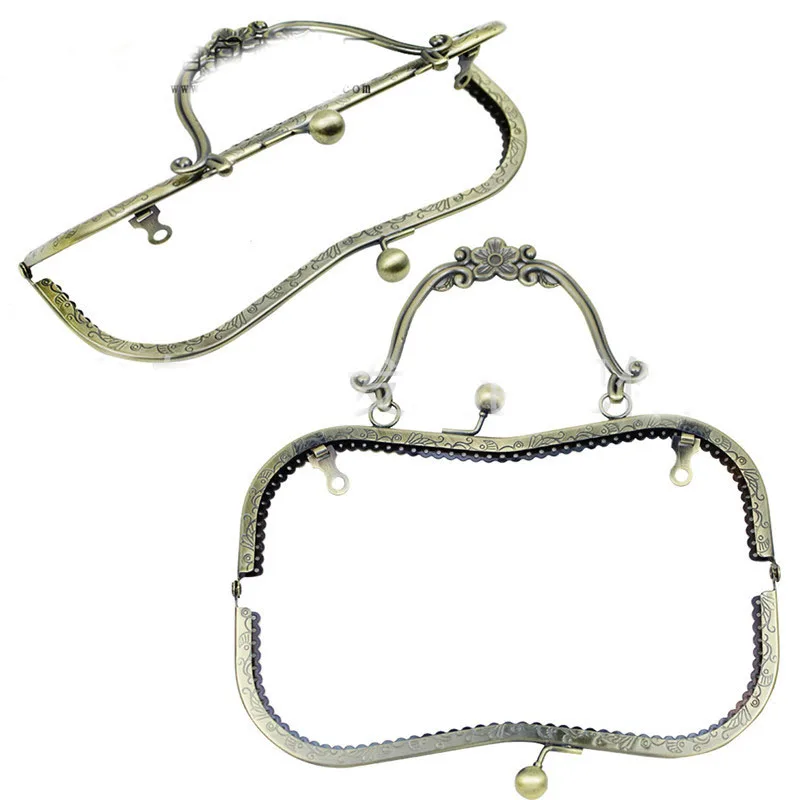 10pcs 20.5cm Retro Floral Kiss Frame Antique Bronze Plum Blossom Metal Purse Frame Clasp for Handbags Bag Accessories
