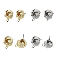 kissitty 4 pcs love knot shape iron stud earrings findings with loop for women stud earrings diy accessories jewelry findings