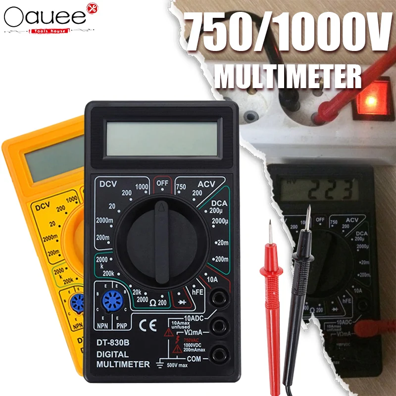 

LCD Digital Multimeter AC/DC 750/1000V Digital Mini Handheld Multimeter for Voltmeter Ammeter Ohm Tester Meter With Probe