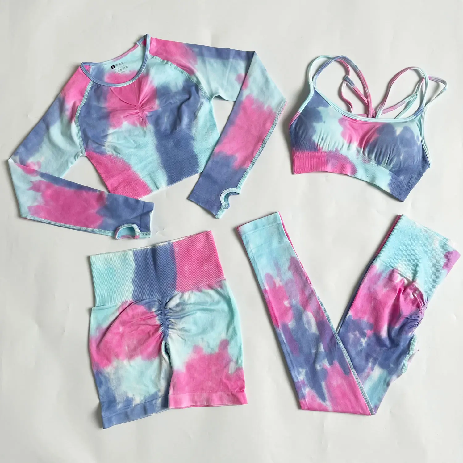 

Длинные спортивные штаны Tie-dye без рукавов для фитнеса, йоги, упражнений