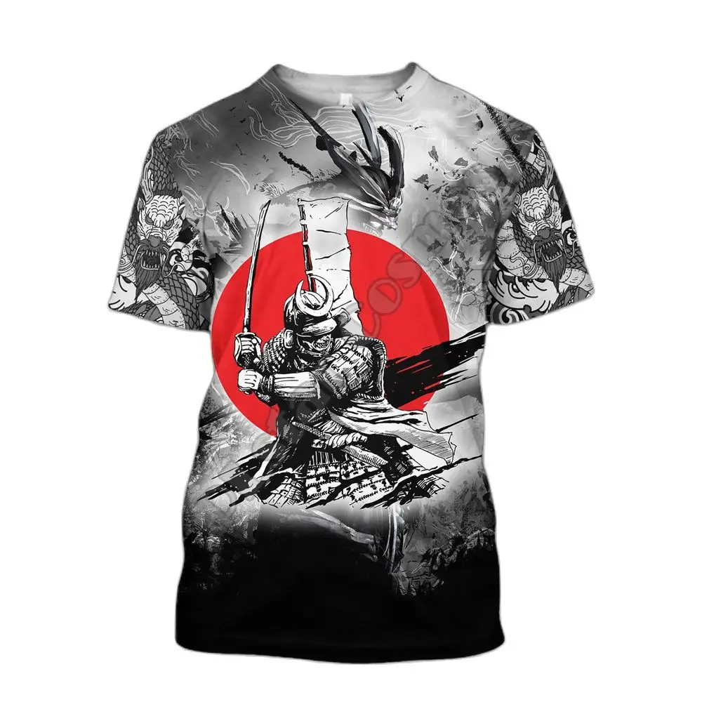 

Summer Tshirts Vintage Cute Samurai Tattoo 3d Printed Men's T Shirts Fashion Harajuku Short Sleeve Casual Tee Unisex Top Clothes
