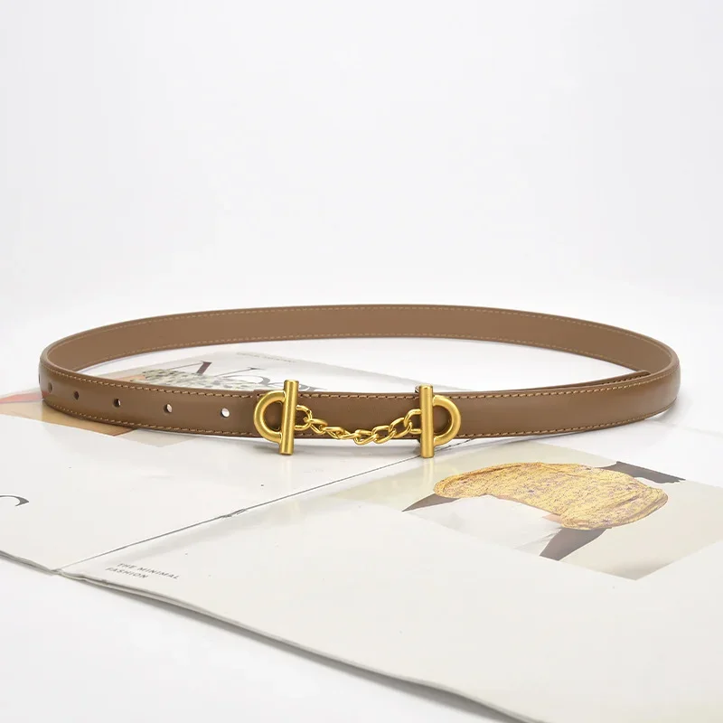 Женский маленький ремень из высококачественной натуральной кожи Многоцветный