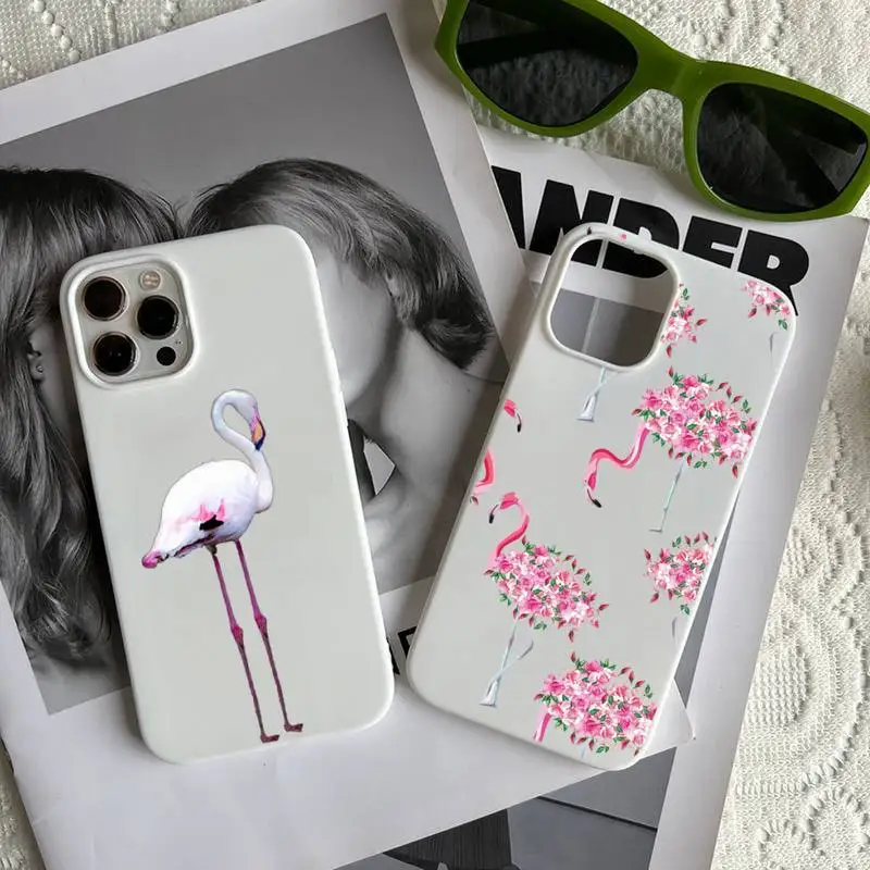 

Flamingo animal picture Phone Case Candy Color for iPhone 6 7 8 11 12 13 s mini pro X XS XR MAX Plus