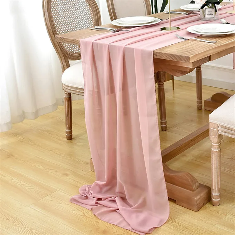 

Chiffon Table Runner 30cm*300cm Romantic Boho Table Runner for Wedding Birthday Party Bridal Christmas Table Decoration