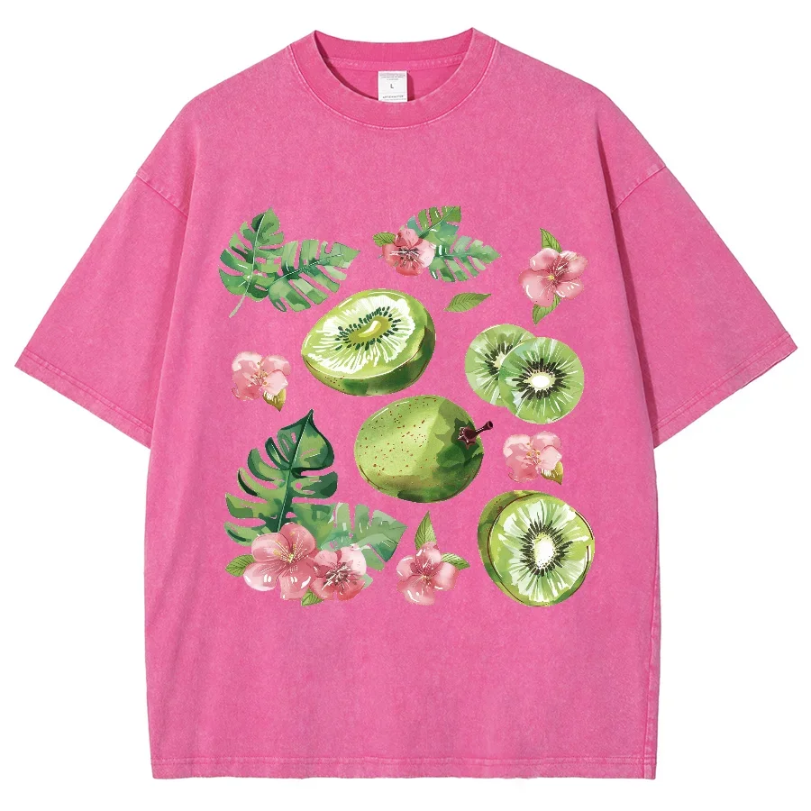 Футболка оверсайз с коротким рукавом и принтом фруктов киви