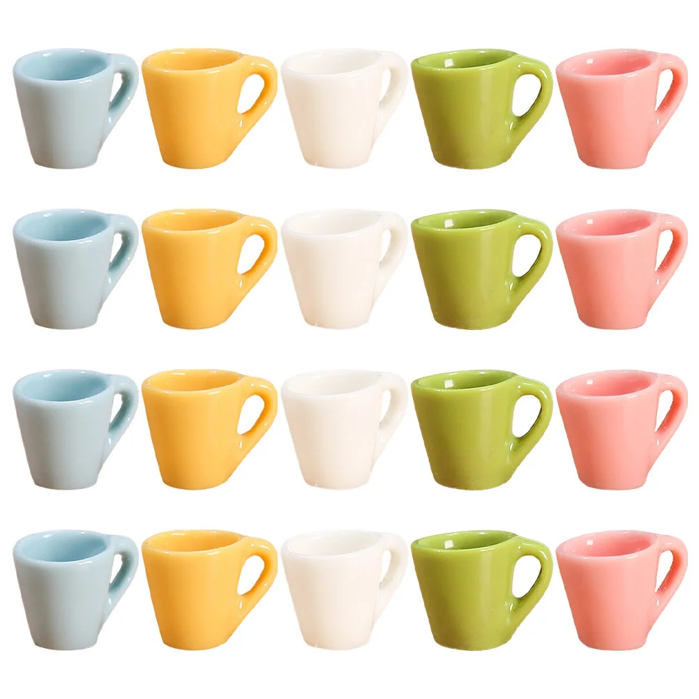 

20 Pcs Simulation Cup Dolly House Ornament Decorative Mini Espresso Glass Cups Toy Room Miniature Items Resin Water Child Home