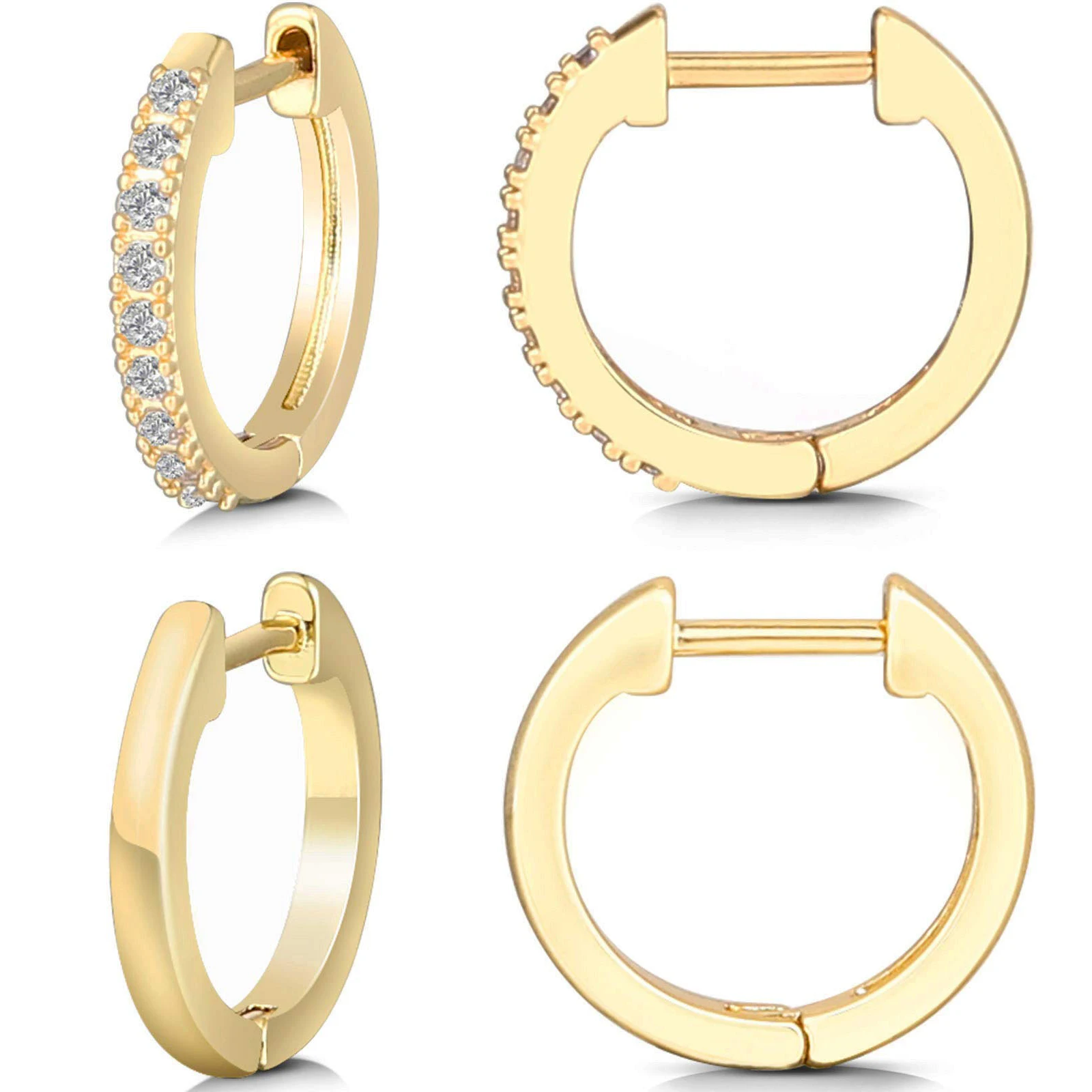 

Vonmoos 2 Pair Hoop Earrings for Women 14K Gold Plated Cartilage Stud Huggie Ear Cuff New Modern Luxury Piercing Earring Jewelry