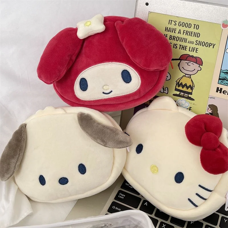 

Kawaii Sanrio Cute Plush Doll Coin Purse Portable Makeup Bag Hellokitty Mymelody Pochacco Anime Stuffed Animals Toy Gift