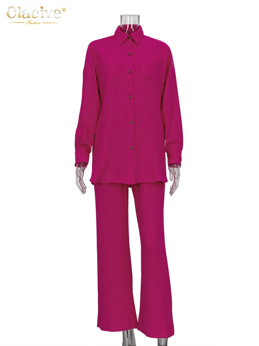 Повседневный свободный розовый комплект Clacive из двух предметов женские модные