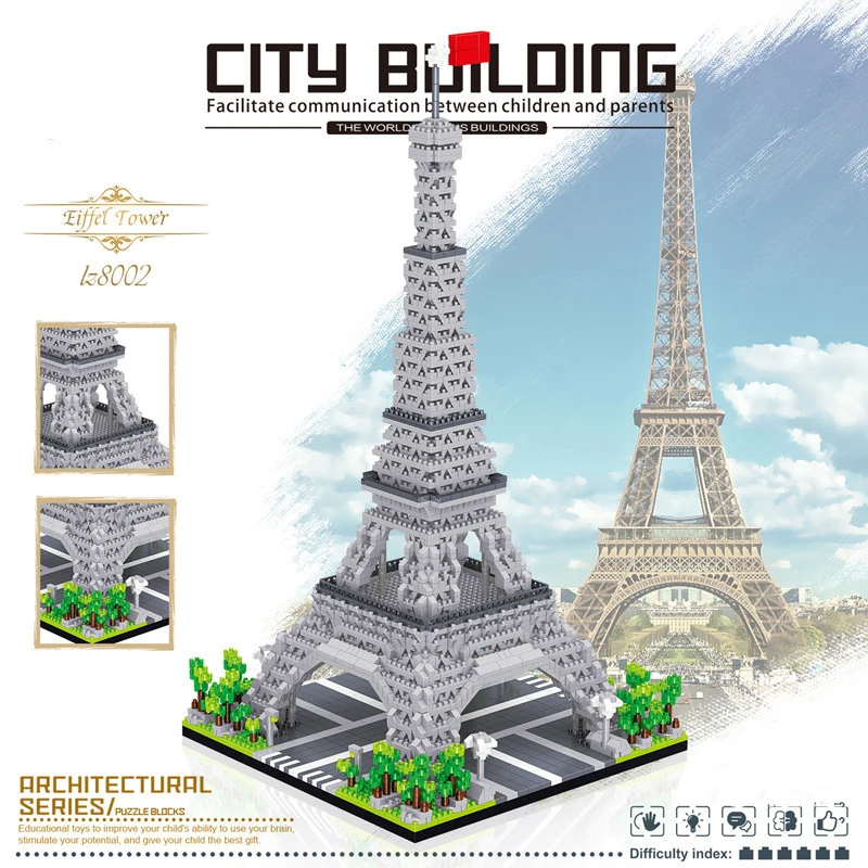 

3585pcs Paris Eiffel Tower Model Building Blocks World Architecture Diamond Mini Micro Bricks DIY Constructor Toys for Gifts