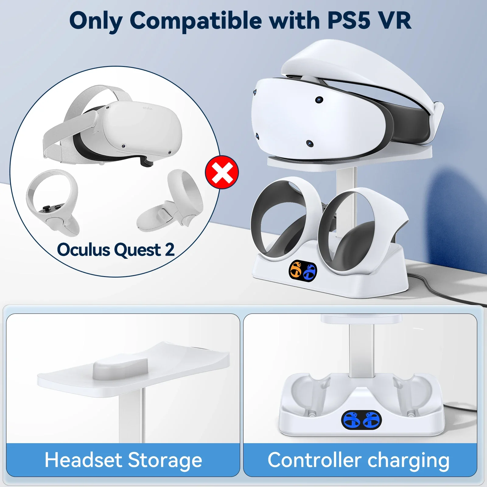 Фото Зарядная док-станция контроллера для зарядной станции PS5 VR2 с держателем для гарнитуры VR Подставка для дисплея Зарядное устройство контроллера PS VR2 для PSVR2 №3