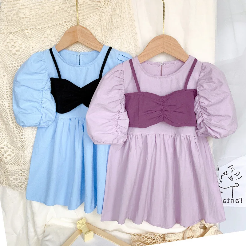 

Girls Skirt Fake Two-piece Wrap Chest Sweet Dress Princess Dress Flower Girl Dresses Kids Dresses for 2 Year Old Baby Clothes