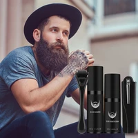 4 pcsset men beard growth kit professional beard care hair growth enhancer nourishing leave in serum with roller massage comb