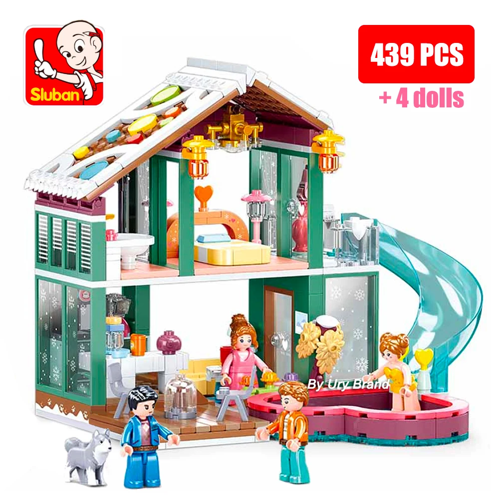 

Sluban Friends Holiday Playground House Villa Hotel Touring Vehicle Apartament Ship Building Blocks Toys Set for Kids Girls Boys