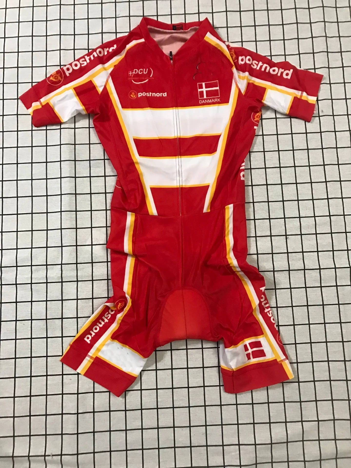 

LASER CUT Skinsuit DENMARK NATIONAL TEAM Red Bodysuit SHORT Cycling Jersey Bike Bicycle Clothing Maillot Ropa Ciclismo