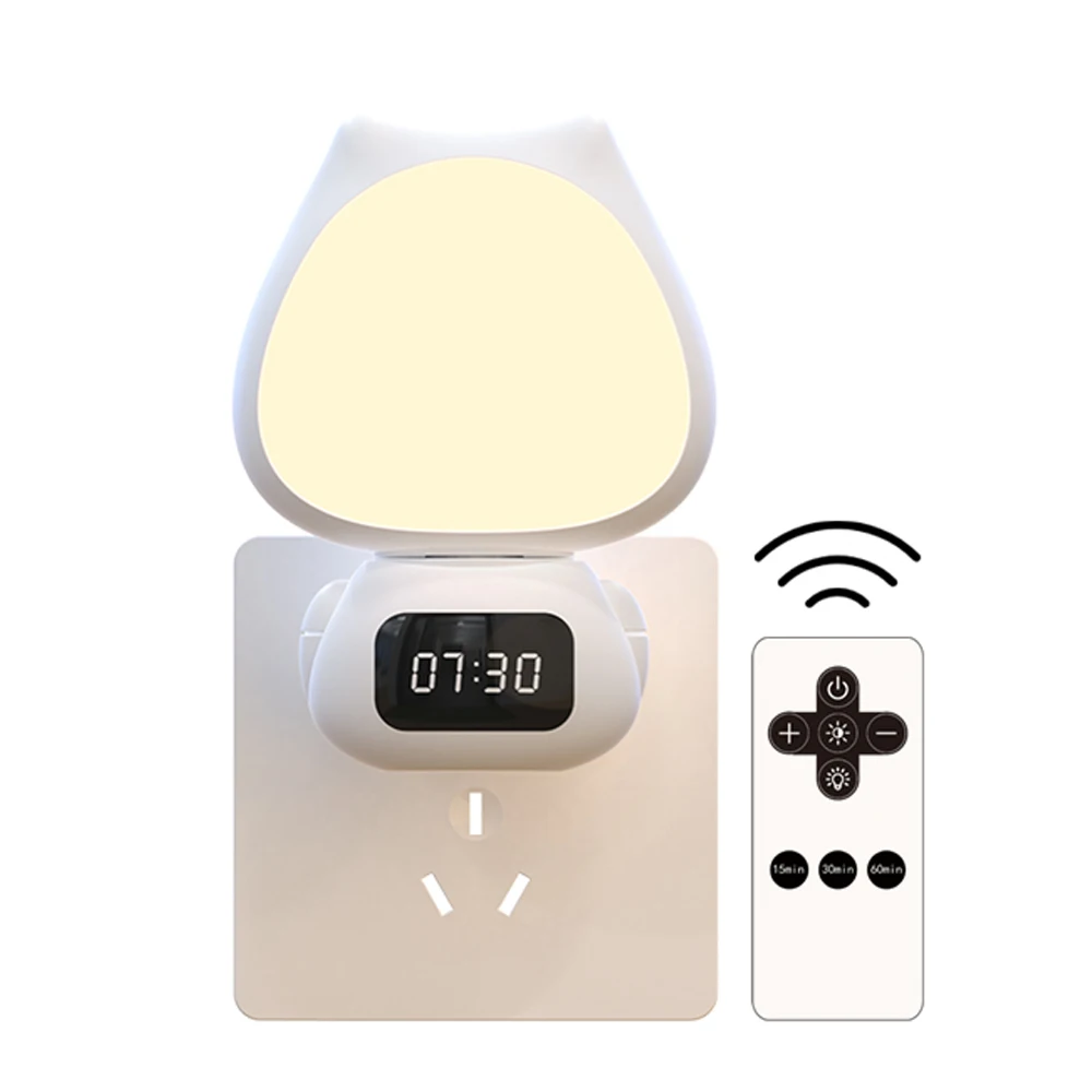 BORUiT Bedroom Deco Remote Smart Rotating Clock Night Light Rechargeable Dimmable Night Lamp for Bedroom Kitchen Indoor Lighting