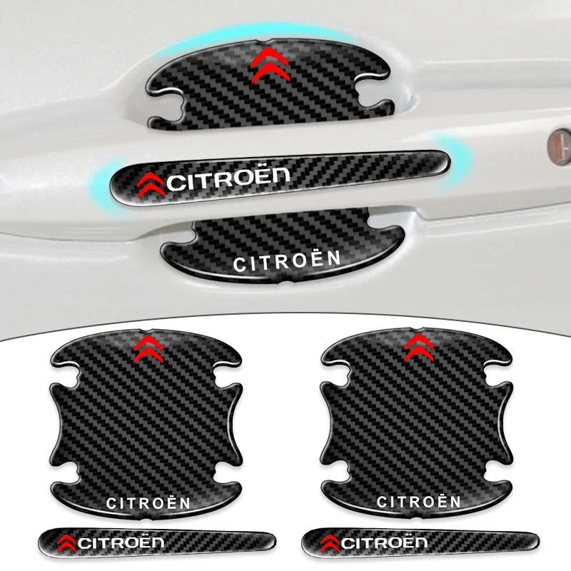 

8 шт. автомобильные наклейки на дверные ручки из углеродного волокна для Citroen C2, C3, C4, C5, C6, C8, C4L, Elysee, Xsara, CACTUS, DS3, DS4, аксессуары
