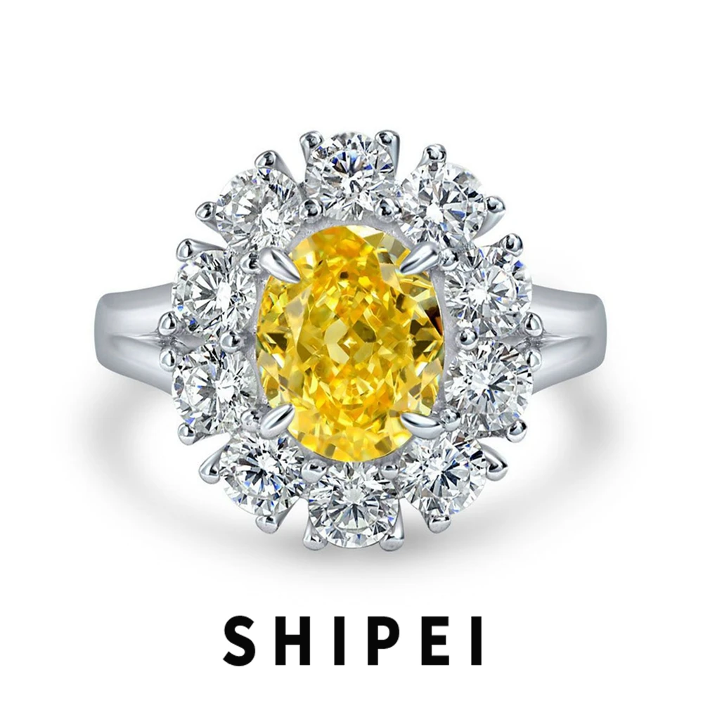 

SHIPEI 925 Sterling Silver Oval 2CT Crushed Ice Cut Citrine Aquamarine Ruby Sapphire Gemstone Ring Engagement Jewelry Wholesale