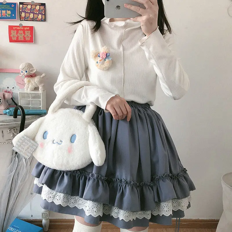 Милая Кружевная юбка HOUZHOU в стиле &quotЛолита&quot Женская винтажная Лоскутная